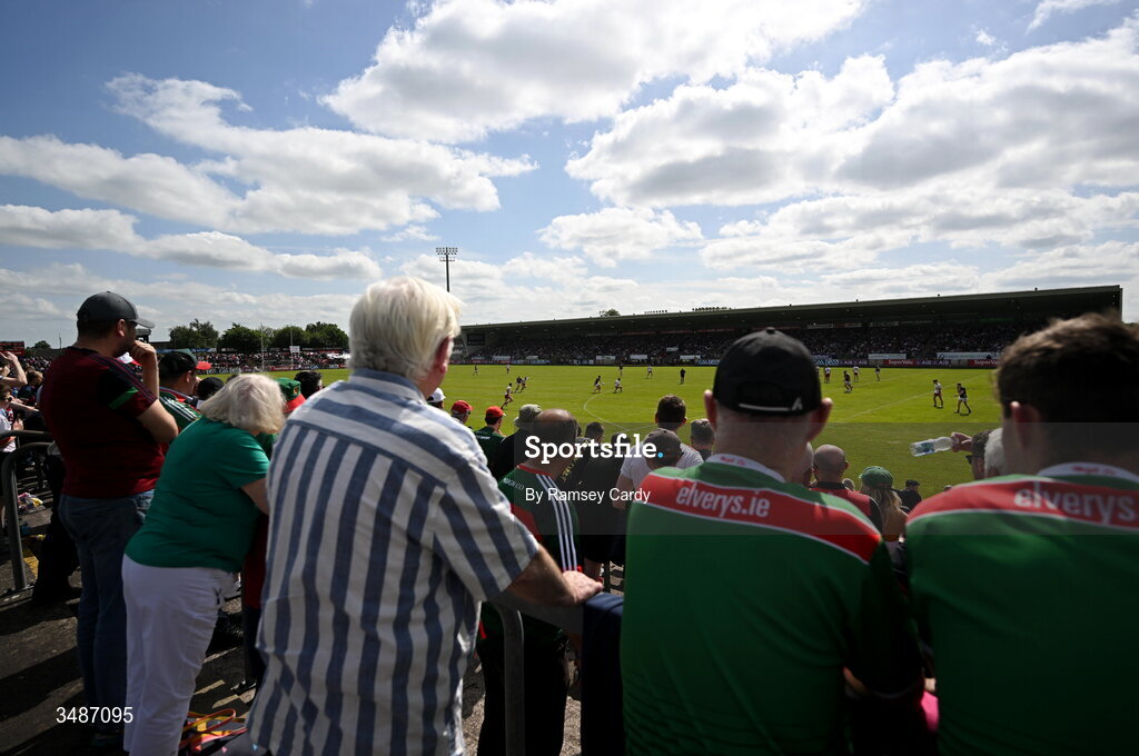 14 June 2026; A general view of action during the GAA Football All-Ireland Senior Championship Round 2A match between Tyrone and Mayo at O’Neills Healy Park in Omagh, Tyrone. Photo by Ramsey Cardy/Sportsfile