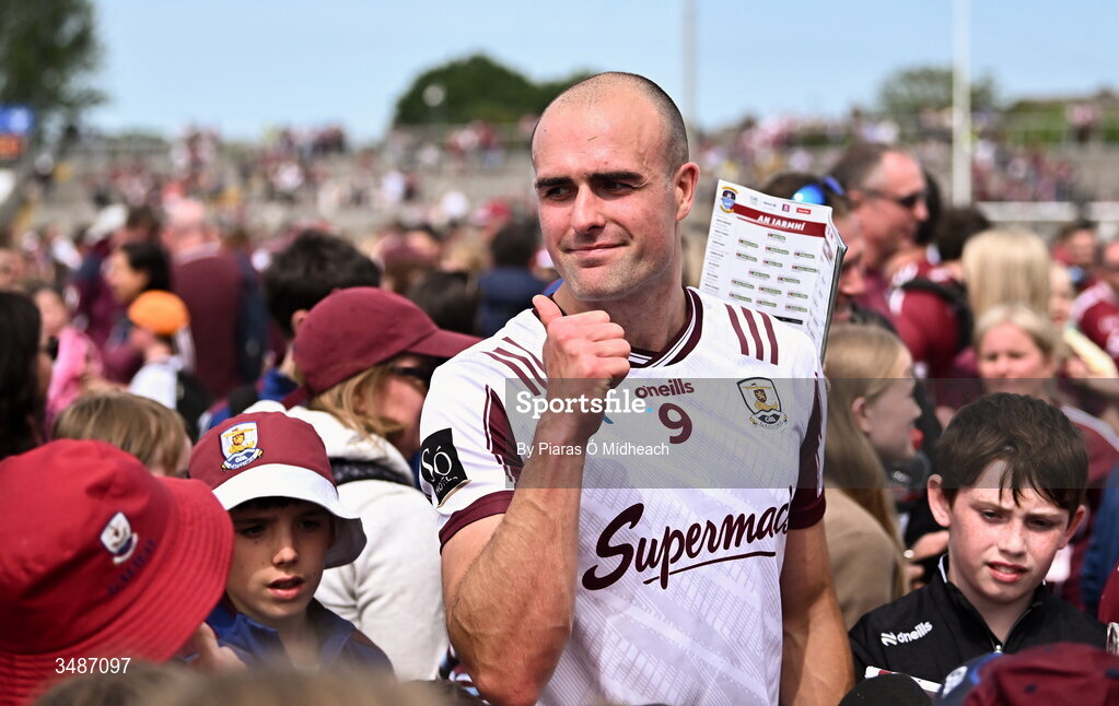 14 June 2026; John Maher of Galway after his side's victory in the GAA Football All-Ireland Senior Championship Round 2A match between Galway and Westmeath at Pearse Stadium in Salthill, Galway. Photo by Piaras Ó Mídheach/Sportsfile