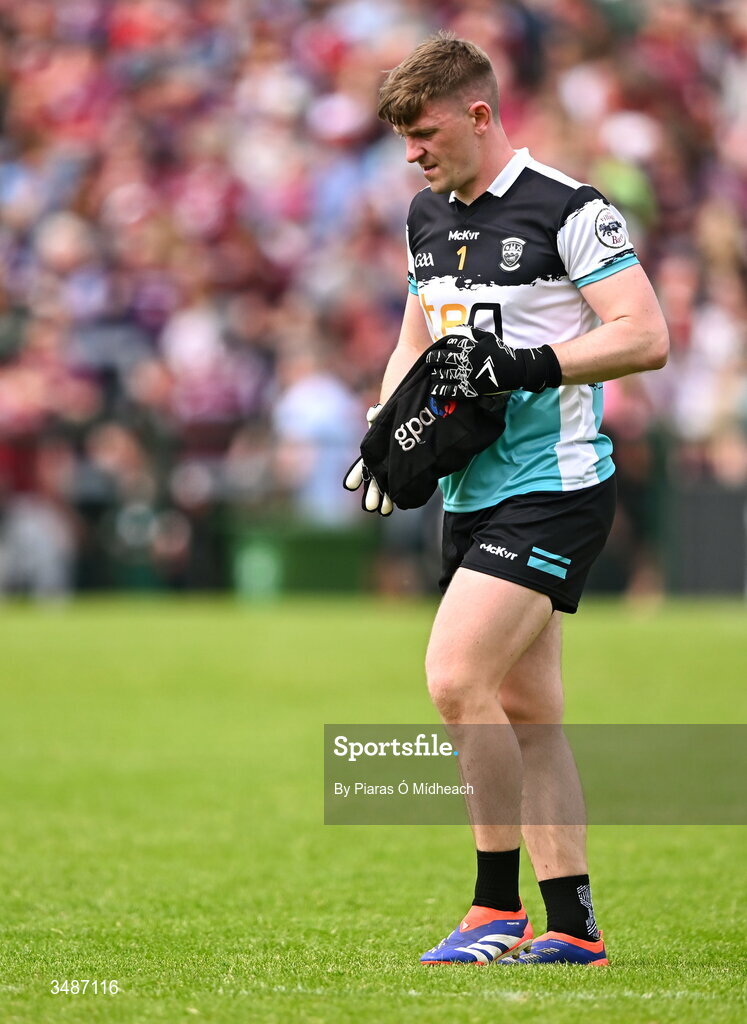 14 June 2026; Westmeath goalkeeper Jason Daly after his side's defeat in the GAA Football All-Ireland Senior Championship Round 2A match between Galway and Westmeath at Pearse Stadium in Salthill, Galway. Photo by Piaras Ó Mídheach/Sportsfile