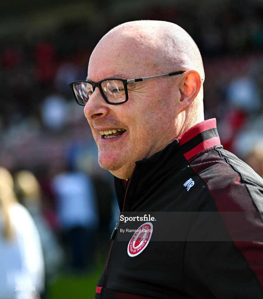 14 June 2026; Tyrone manager Malachy O'Rourke after his side's victory in the GAA Football All-Ireland Senior Championship Round 2A match between Tyrone and Mayo at O’Neills Healy Park in Omagh, Tyrone. Photo by Ramsey Cardy/Sportsfile