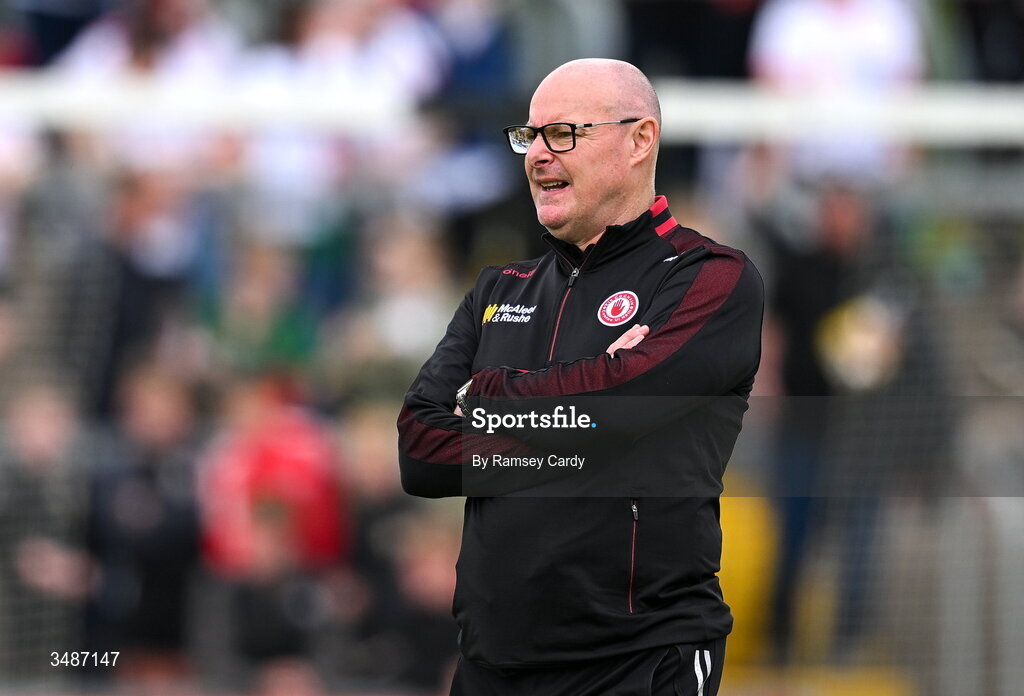14 June 2026; Tyrone manager Malachy O'Rourke before the GAA Football All-Ireland Senior Championship Round 2A match between Tyrone and Mayo at O’Neills Healy Park in Omagh, Tyrone. Photo by Ramsey Cardy/Sportsfile