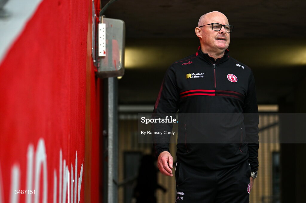 14 June 2026; Tyrone manager Malachy O'Rourke before the GAA Football All-Ireland Senior Championship Round 2A match between Tyrone and Mayo at O’Neills Healy Park in Omagh, Tyrone. Photo by Ramsey Cardy/Sportsfile