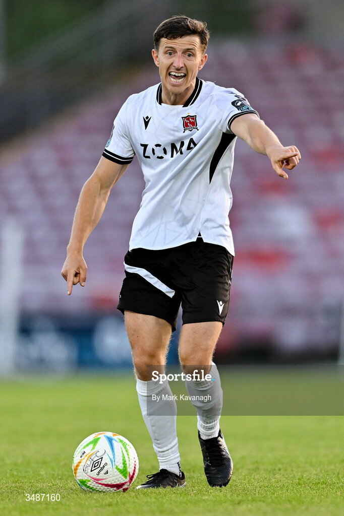 12 June 2026; Keith Buckley of Dundalk in action during the SSE Airtricity Men’s Premier Division match between Galway United and Dundalk at Turner's Cross Stadium in Cork. Photo by Mark Kavanagh/Sportsfile