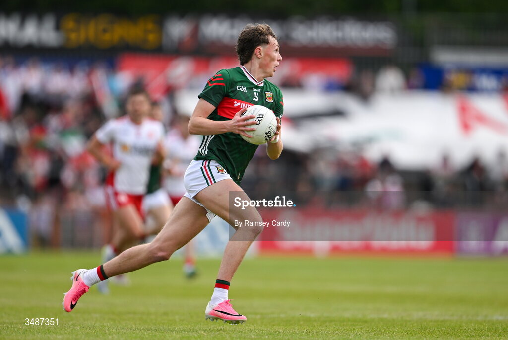 14 June 2026; Kobe McDonald of Mayo during the GAA Football All-Ireland Senior Championship Round 2A match between Tyrone and Mayo at O’Neills Healy Park in Omagh, Tyrone. Photo by Ramsey Cardy/Sportsfile