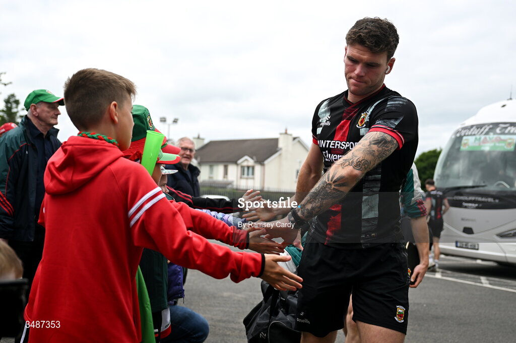 14 June 2026; Jordan Flynn of Mayo before the GAA Football All-Ireland Senior Championship Round 2A match between Tyrone and Mayo at O’Neills Healy Park in Omagh, Tyrone. Photo by Ramsey Cardy/Sportsfile