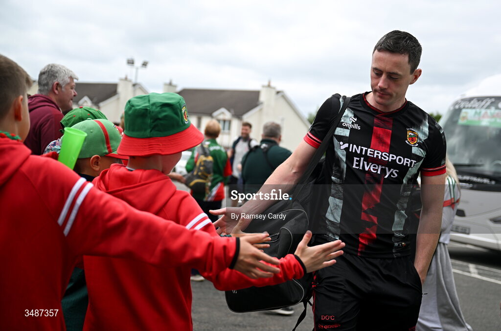 14 June 2026; Diarmuid O'Connor of Mayo before the GAA Football All-Ireland Senior Championship Round 2A match between Tyrone and Mayo at O’Neills Healy Park in Omagh, Tyrone. Photo by Ramsey Cardy/Sportsfile