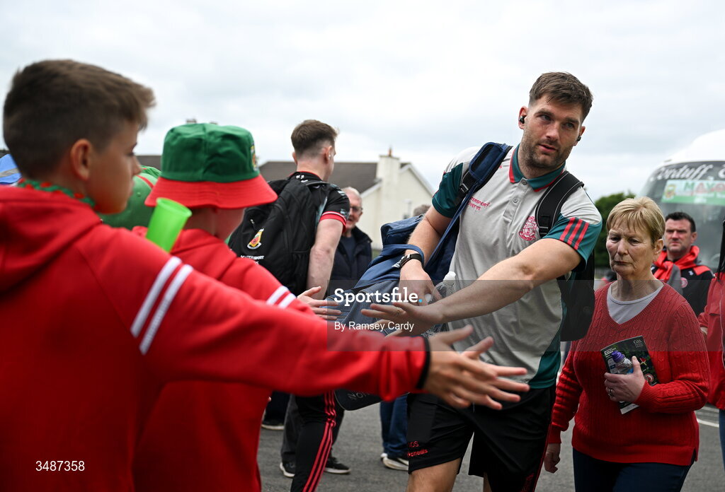 14 June 2026; Aidan O'Shea of Mayo before the GAA Football All-Ireland Senior Championship Round 2A match between Tyrone and Mayo at O’Neills Healy Park in Omagh, Tyrone. Photo by Ramsey Cardy/Sportsfile