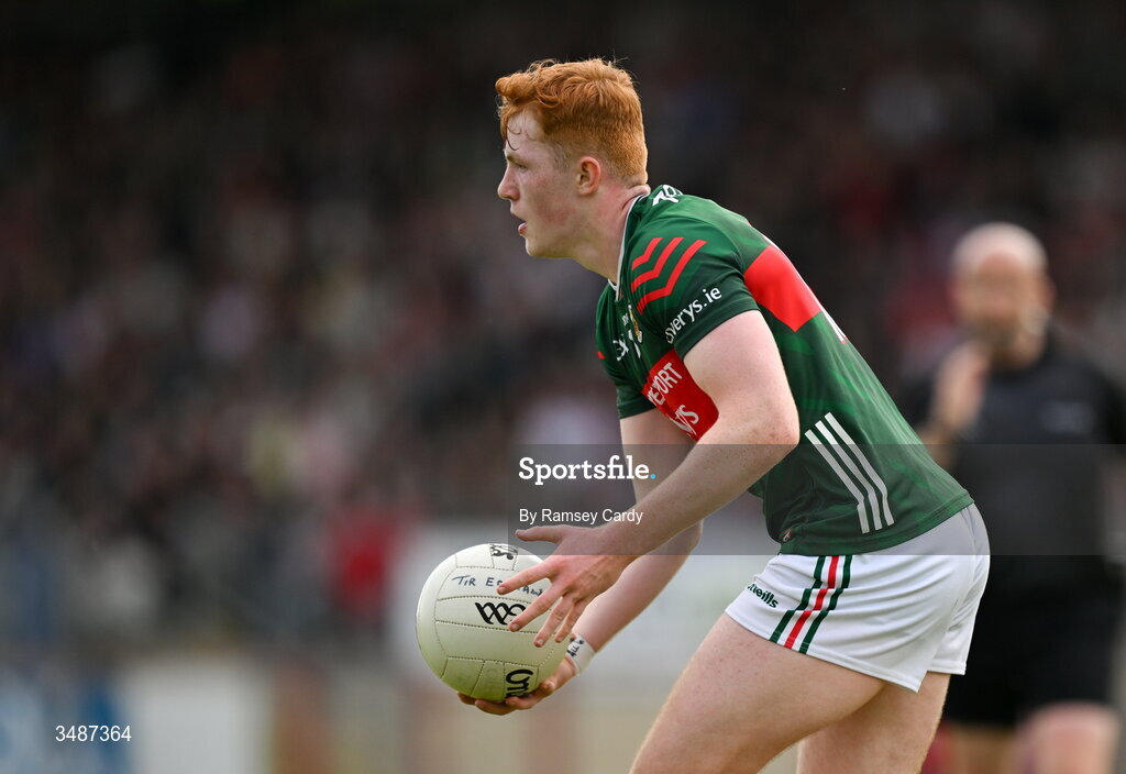 14 June 2026; Darragh Beirne of Mayo during the GAA Football All-Ireland Senior Championship Round 2A match between Tyrone and Mayo at O’Neills Healy Park in Omagh, Tyrone. Photo by Ramsey Cardy/Sportsfile