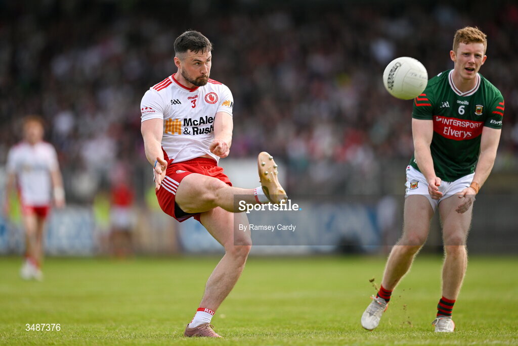 14 June 2026; Peter Teague of Tyrone during the GAA Football All-Ireland Senior Championship Round 2A match between Tyrone and Mayo at O’Neills Healy Park in Omagh, Tyrone. Photo by Ramsey Cardy/Sportsfile