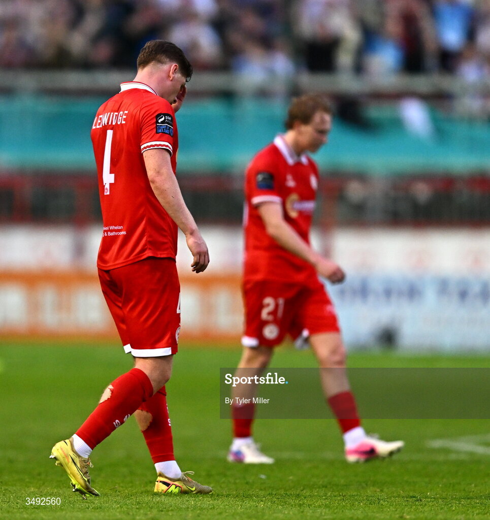 22 June 2026; Kameron Ledwidge of Shelbourne reacts after the SSE Airtricity Men’s Premier Division match between Shelbourne and Bohemians at Tolka Park in Dublin. Photo by Tyler Miller/Sportsfile