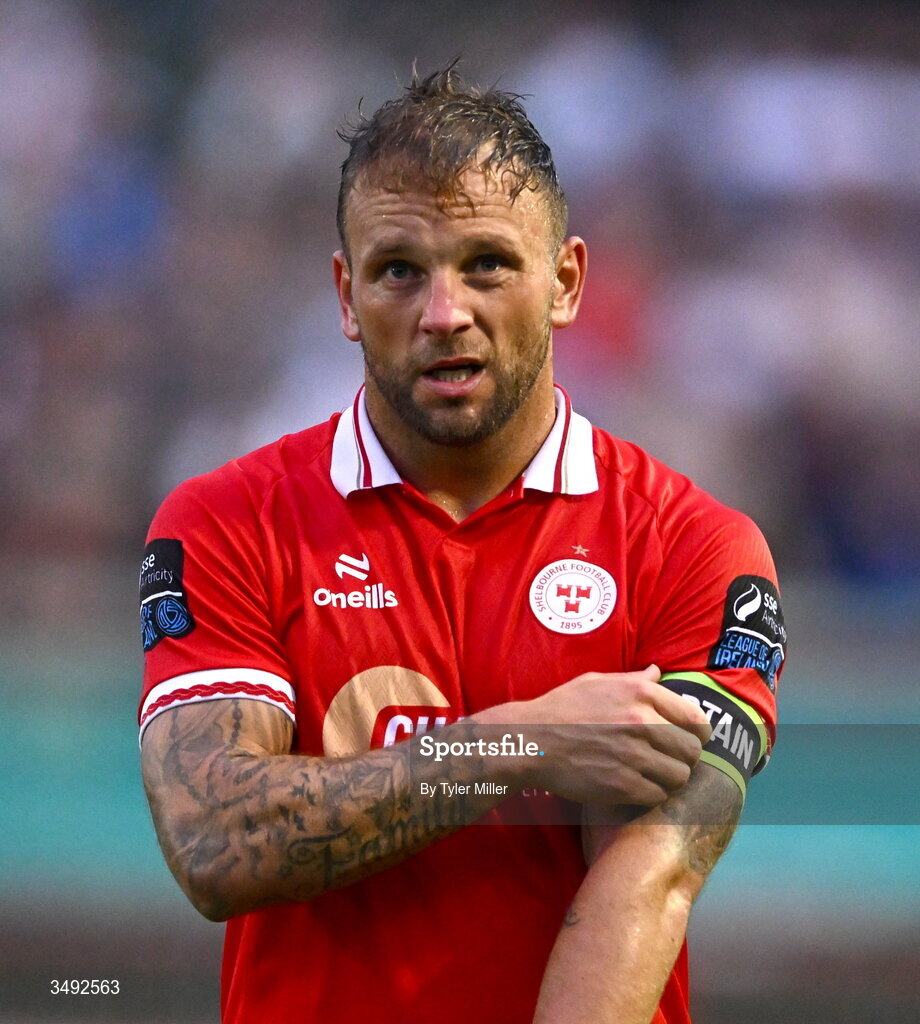 22 June 2026; Paddy Barrett of Shelbourne reacts after the SSE Airtricity Men’s Premier Division match between Shelbourne and Bohemians at Tolka Park in Dublin. Photo by Tyler Miller/Sportsfile