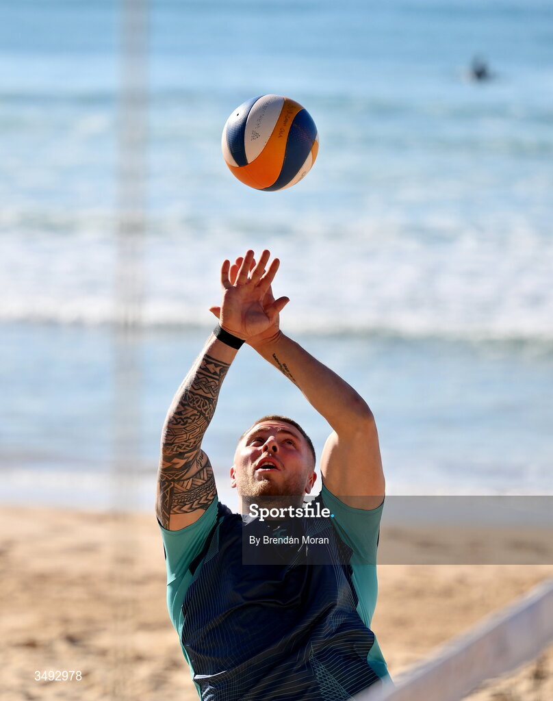 24 June 2026; Ireland rugby squad member Sean Jansen as the squad relaxed with a game of beach volleyball on Manly Beach in Sydney, Australia. Photo by Brendan Moran/Sportsfile