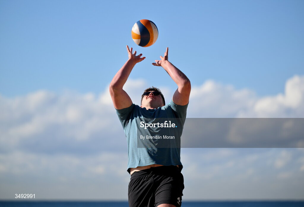 24 June 2026; Ireland rugby squad member Billy Bohan as the squad relaxed with a game of beach volleyball on Manly Beach in Sydney, Australia. Photo by Brendan Moran/Sportsfile