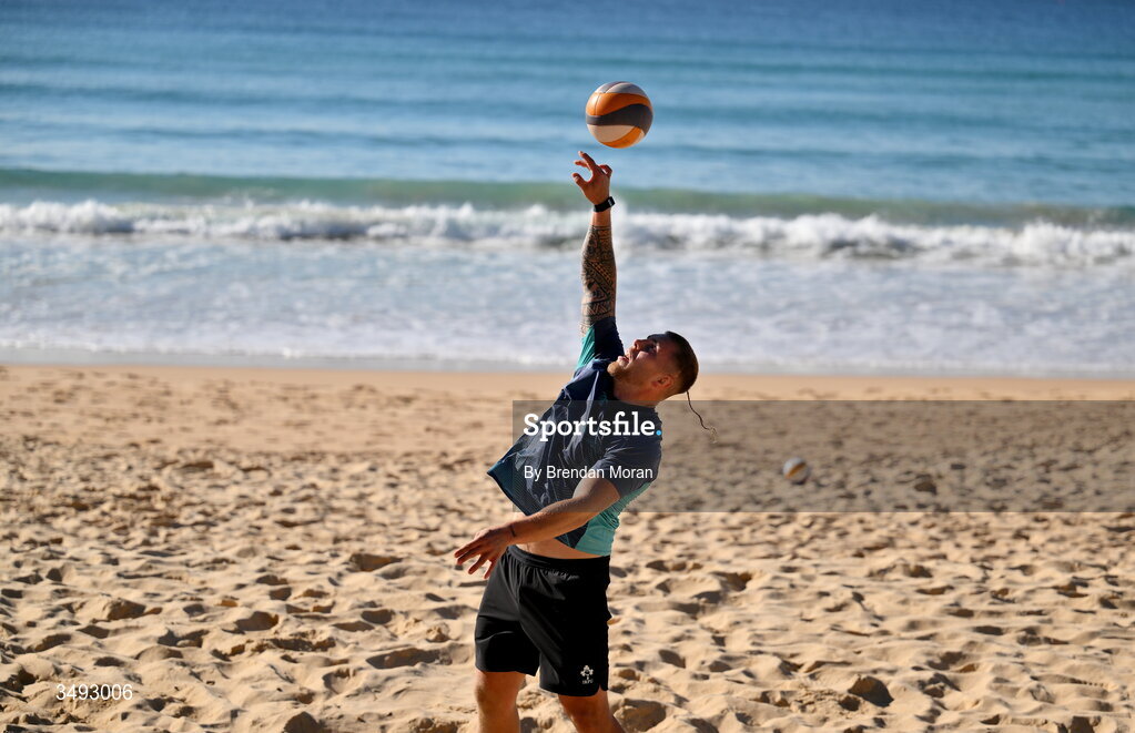 24 June 2026; Ireland rugby squad member Sean Jansen as the squad relaxed with a game of beach volleyball on Manly Beach in Sydney, Australia. Photo by Brendan Moran/Sportsfile