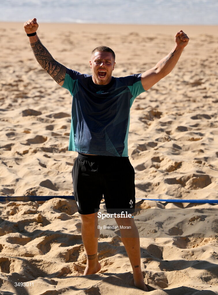 24 June 2026; Ireland rugby squad member Sean Jansen as the squad relaxed with a game of beach volleyball on Manly Beach in Sydney, Australia. Photo by Brendan Moran/Sportsfile