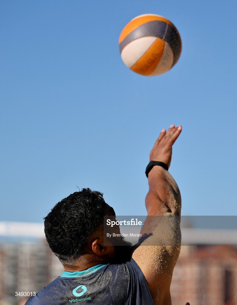 24 June 2026; Ireland rugby squad member Bundee Aki as the squad relaxed with a game of beach volleyball on Manly Beach in Sydney, Australia. Photo by Brendan Moran/Sportsfile