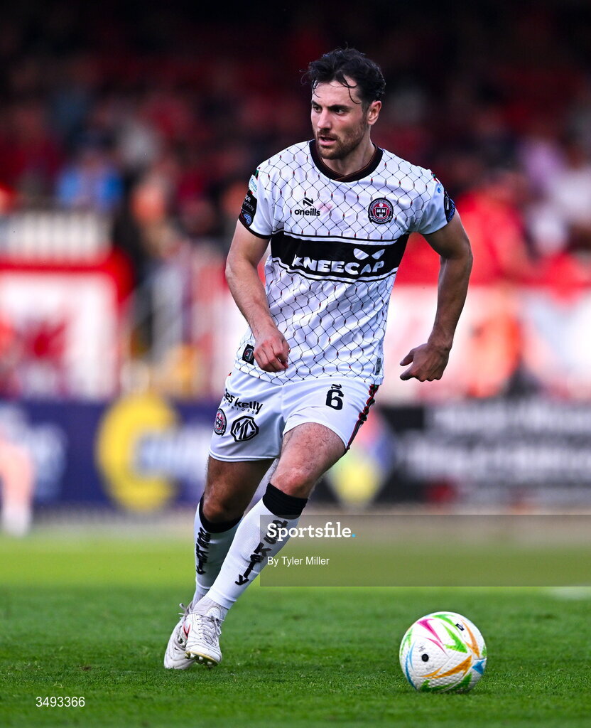 22 June 2026; Jordan Flores of Bohemians during the SSE Airtricity Men’s Premier Division match between Shelbourne and Bohemians at Tolka Park in Dublin. Photo by Tyler Miller/Sportsfile