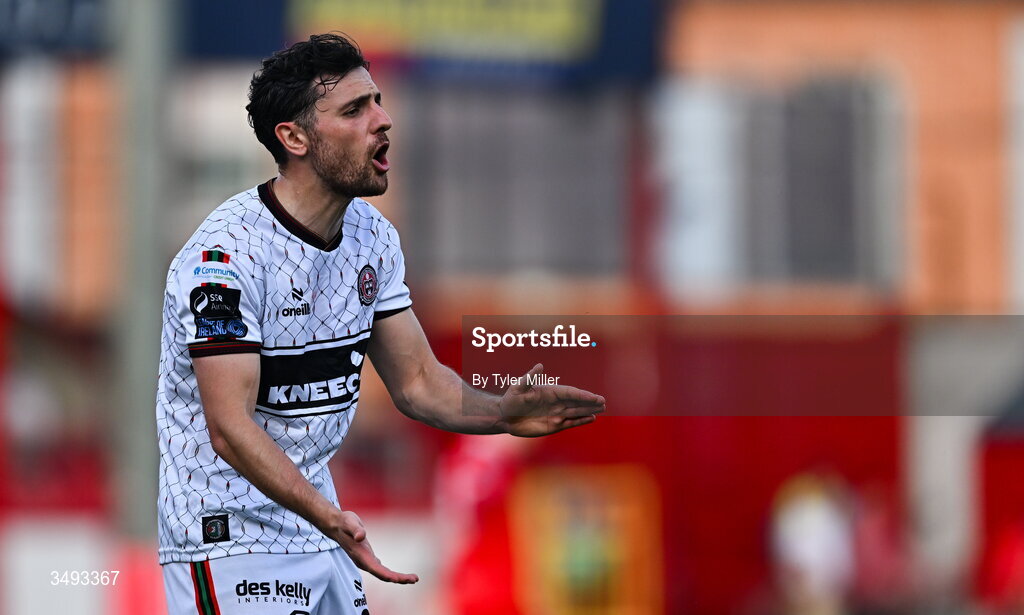 22 June 2026; Jordan Flores of Bohemians during the SSE Airtricity Men’s Premier Division match between Shelbourne and Bohemians at Tolka Park in Dublin. Photo by Tyler Miller/Sportsfile