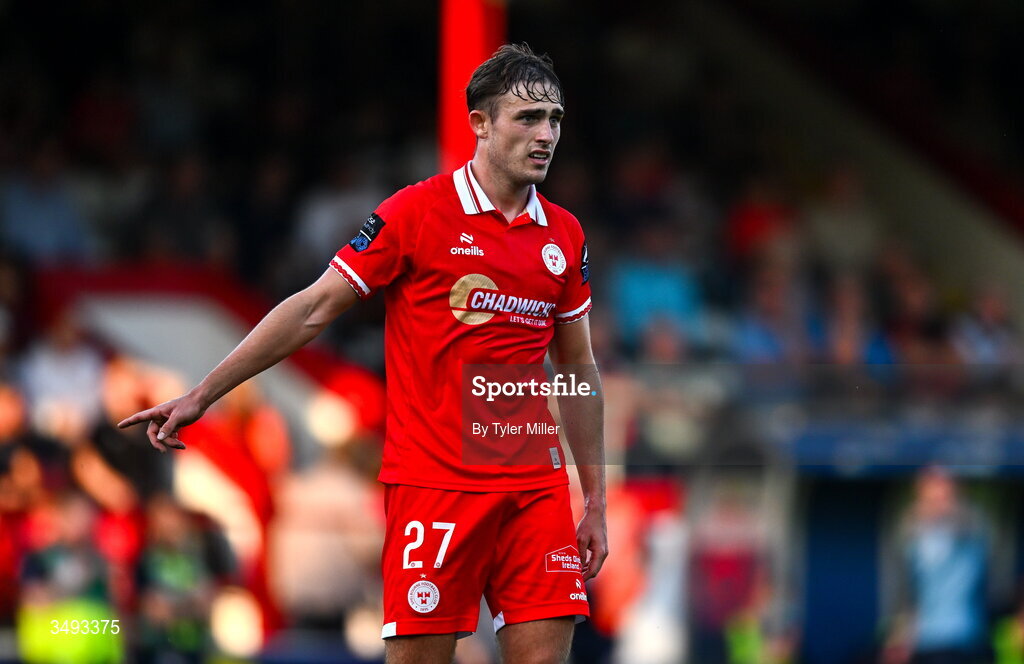22 June 2026; Evan Caffrey of Shelbourne during the SSE Airtricity Men’s Premier Division match between Shelbourne and Bohemians at Tolka Park in Dublin. Photo by Tyler Miller/Sportsfile