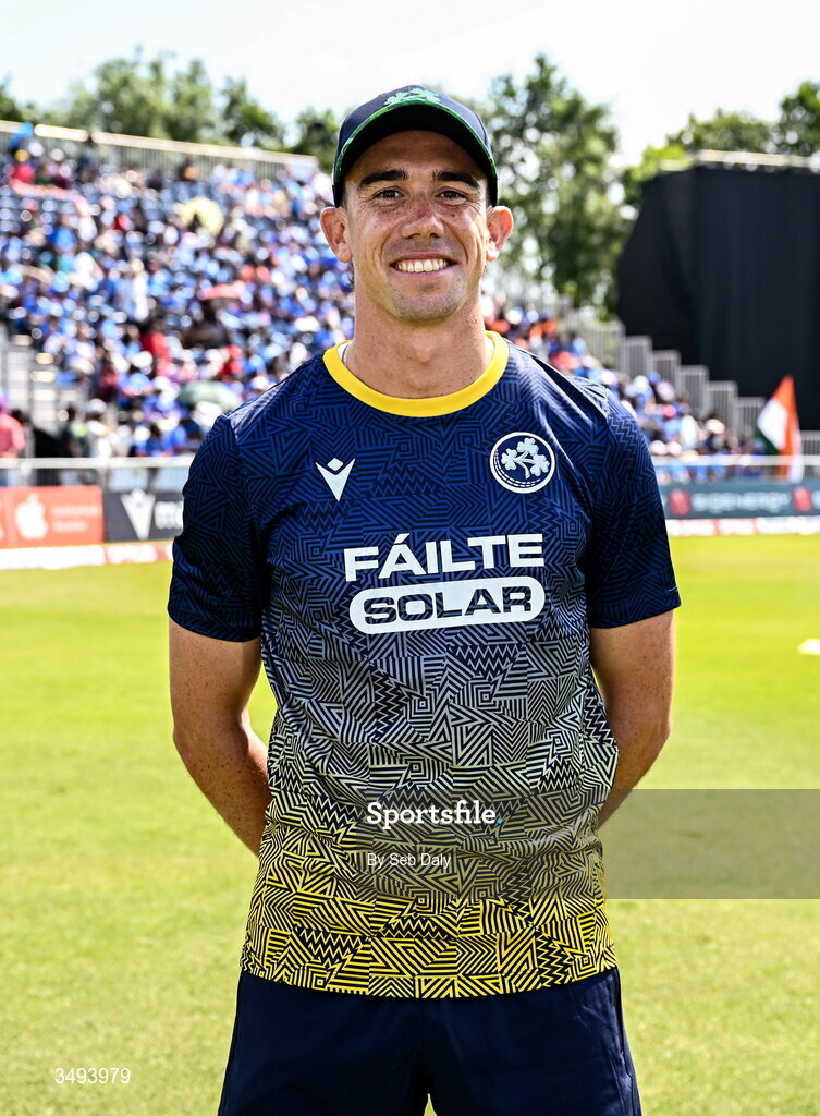 26 June 2026; Ireland debutant Matthew Hollard before match one of the Spinny Cup Men's T20 International series between Ireland and India at Stormont in Belfast. Photo by Seb Daly/Sportsfile