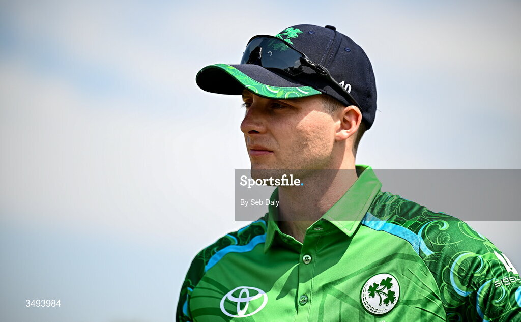 26 June 2026; Ireland captain Lorcan Tucker before match one of the Spinny Cup Men's T20 International series between Ireland and India at Stormont in Belfast. Photo by Seb Daly/Sportsfile