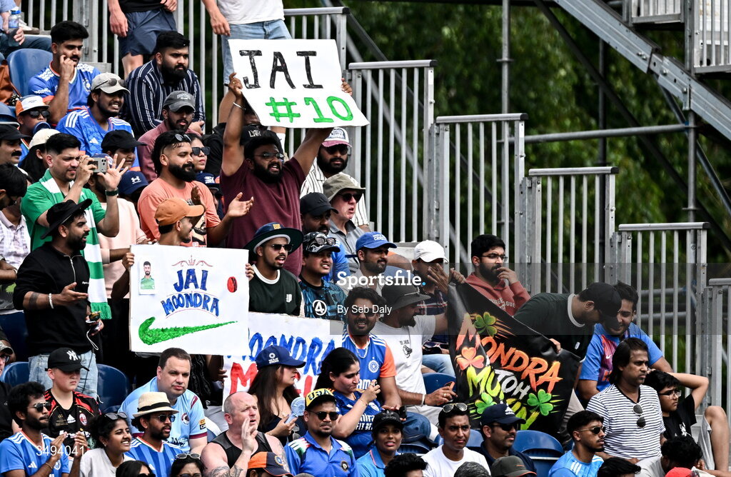 26 June 2026; Spectators during match one of the Spinny Cup Men's T20 International series between Ireland and India at Stormont in Belfast. Photo by Seb Daly/Sportsfile