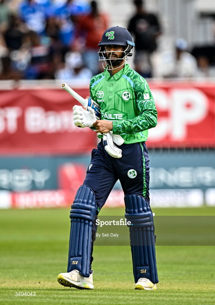 26 June 2026; Ireland batter Jai Moondra during match one of the Spinny Cup Men's T20 International series between Ireland and India at Stormont in Belfast. Photo by Seb Daly/Sportsfile