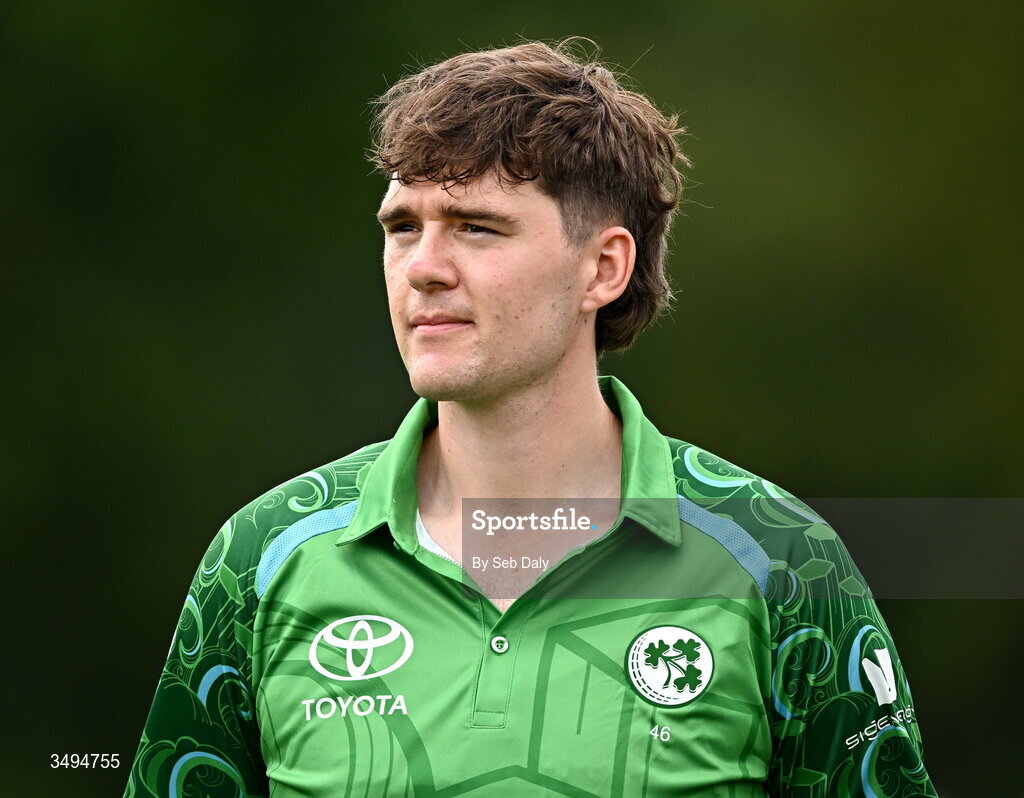 26 June 2026; Ireland's Gareth Delany before match one of the Spinny Cup Men's T20 International series between Ireland and India at Stormont in Belfast. Photo by Seb Daly/Sportsfile