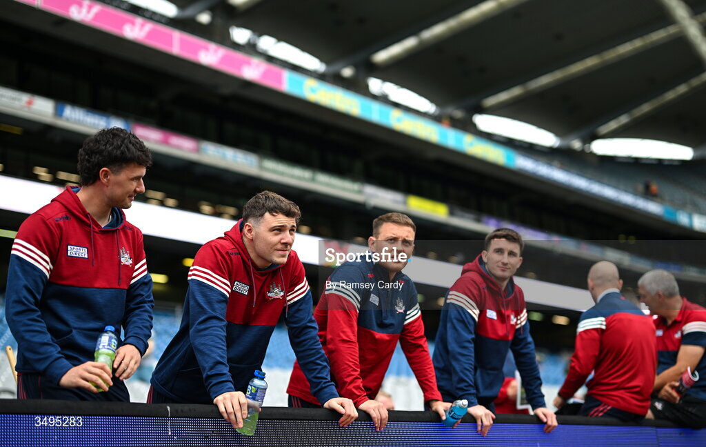 27 June 2026; Cork players before the GAA Football All-Ireland Senior Championship quarter-final match between Cork and Mayo at Croke Park in Dublin. Photo by Ramsey Cardy/Sportsfile