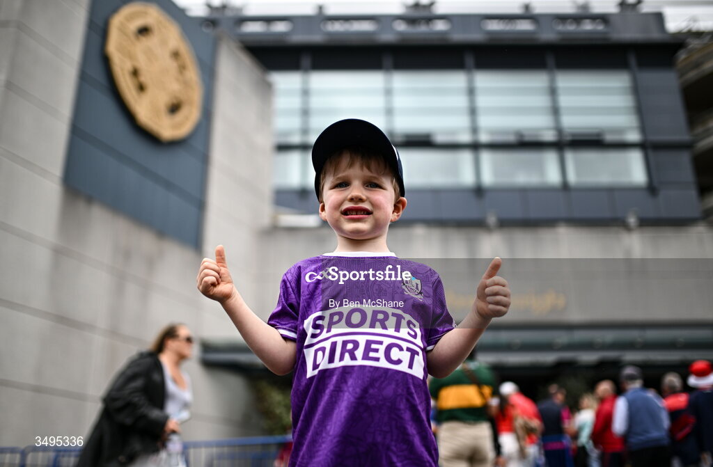 27 June 2026; Cork supporter Jack Weir, age 4, from Douglas, Cork, before the GAA Football All-Ireland Senior Championship quarter-final match between Cork and Mayo at Croke Park in Dublin. Photo by Ben McShane/Sportsfile