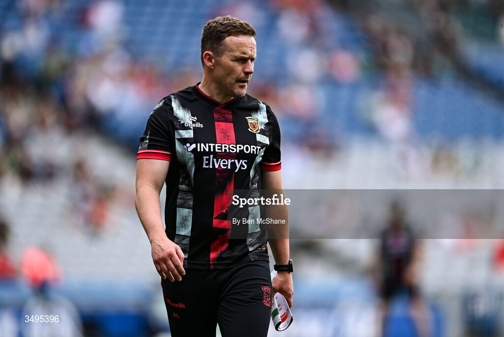 27 June 2026; Mayo manager Andy Moran before the GAA Football All-Ireland Senior Championship quarter-final match between Cork and Mayo at Croke Park in Dublin. Photo by Ben McShane/Sportsfile