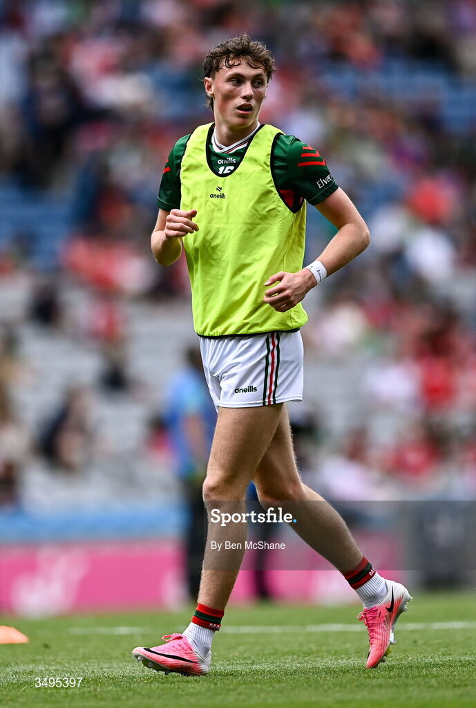 27 June 2026; Kobe McDonald of Mayo before the GAA Football All-Ireland Senior Championship quarter-final match between Cork and Mayo at Croke Park in Dublin. Photo by Ben McShane/Sportsfile