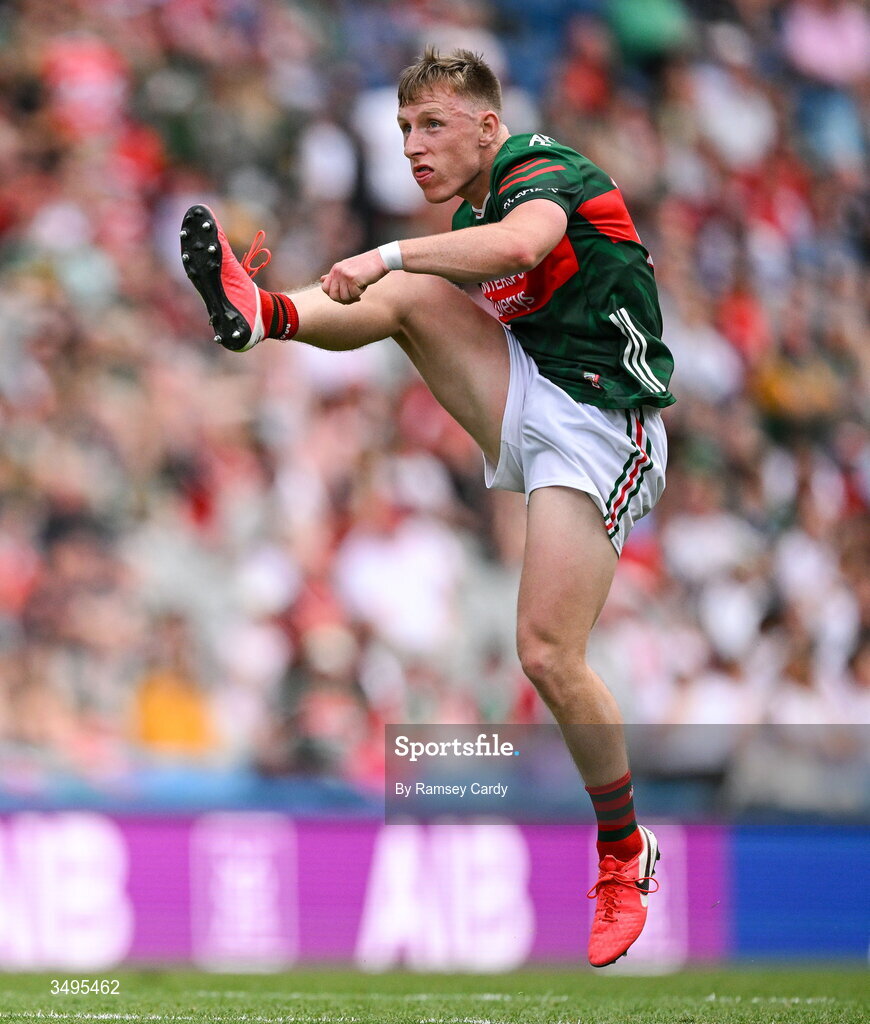 27 June 2026; Ryan O'Donoghue of Mayo during the GAA Football All-Ireland Senior Championship quarter-final match between Cork and Mayo at Croke Park in Dublin. Photo by Ramsey Cardy/Sportsfile