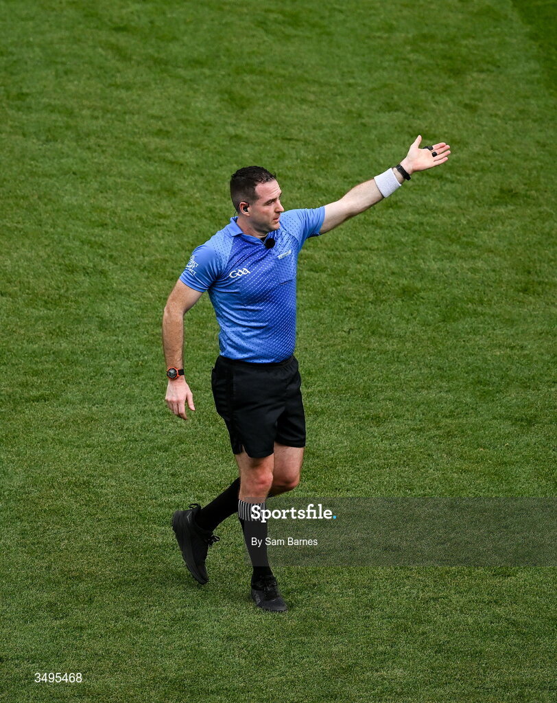 27 June 2026; Referee Martin McNally during the GAA Football All-Ireland Senior Championship quarter-final match between Cork and Mayo at Croke Park in Dublin. Photo by Sam Barnes/Sportsfile