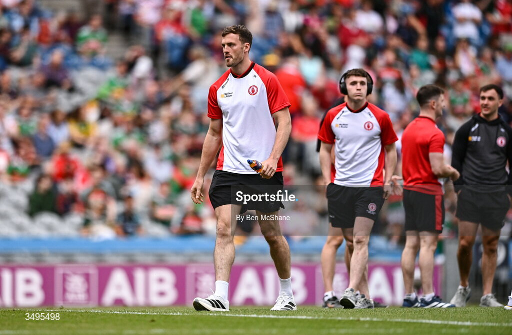 27 June 2026; Brian Kennedy of Tyrone before the GAA Football All-Ireland Senior Championship quarter-final match between Kerry and Tyrone at Croke Park in Dublin. Photo by Ben McShane/Sportsfile