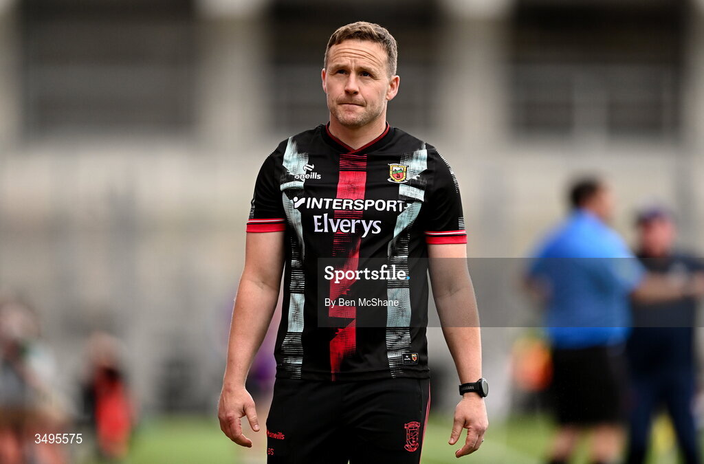 27 June 2026; Mayo manager Andy Moran during the GAA Football All-Ireland Senior Championship quarter-final match between Cork and Mayo at Croke Park in Dublin. Photo by Ben McShane/Sportsfile