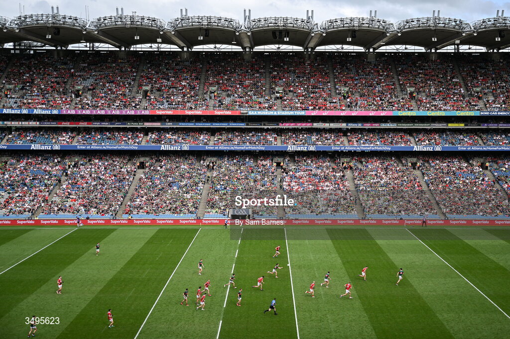 27 June 2026; A general view during the GAA Football All-Ireland Senior Championship quarter-final match between Cork and Mayo at Croke Park in Dublin. Photo by Sam Barnes/Sportsfile