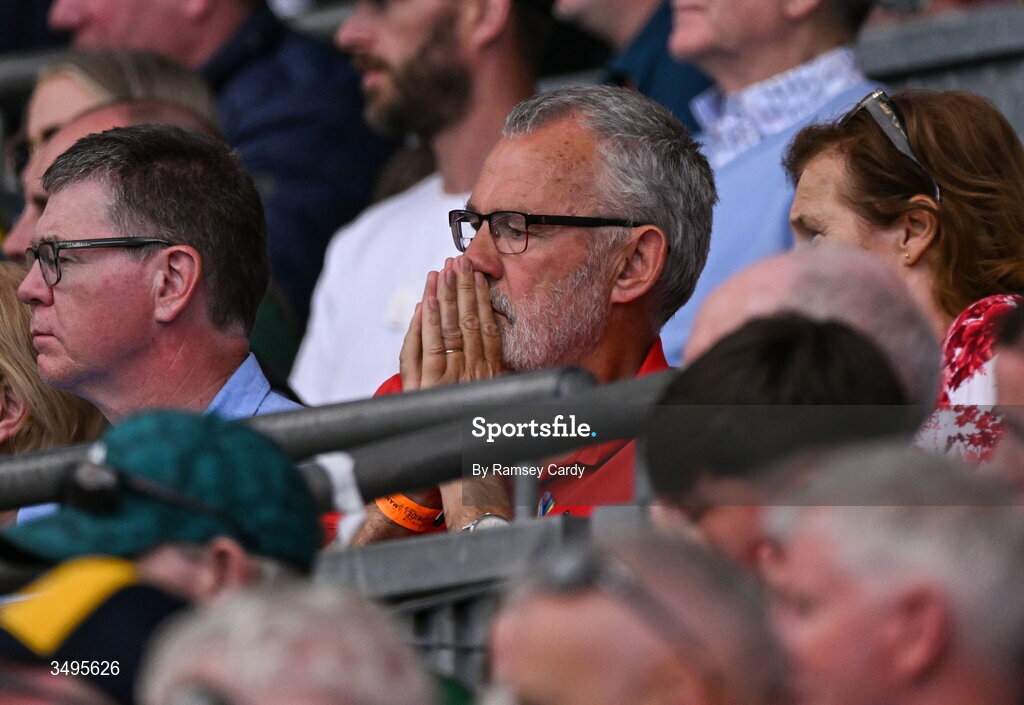 27 June 2026; Former GAA President Larry McCarthy during the GAA Football All-Ireland Senior Championship quarter-final match between Cork and Mayo at Croke Park in Dublin. Photo by Ramsey Cardy/Sportsfile