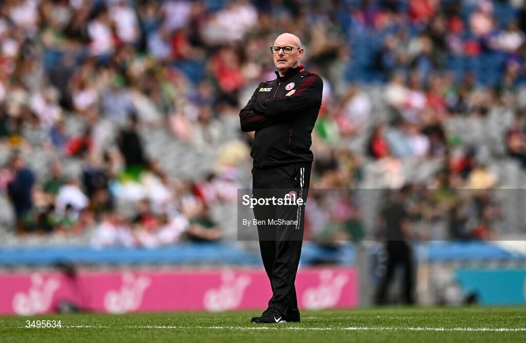 27 June 2026; Tyrone manager Malachy O'Rourke before the GAA Football All-Ireland Senior Championship quarter-final match between Kerry and Tyrone at Croke Park in Dublin. Photo by Ben McShane/Sportsfile
