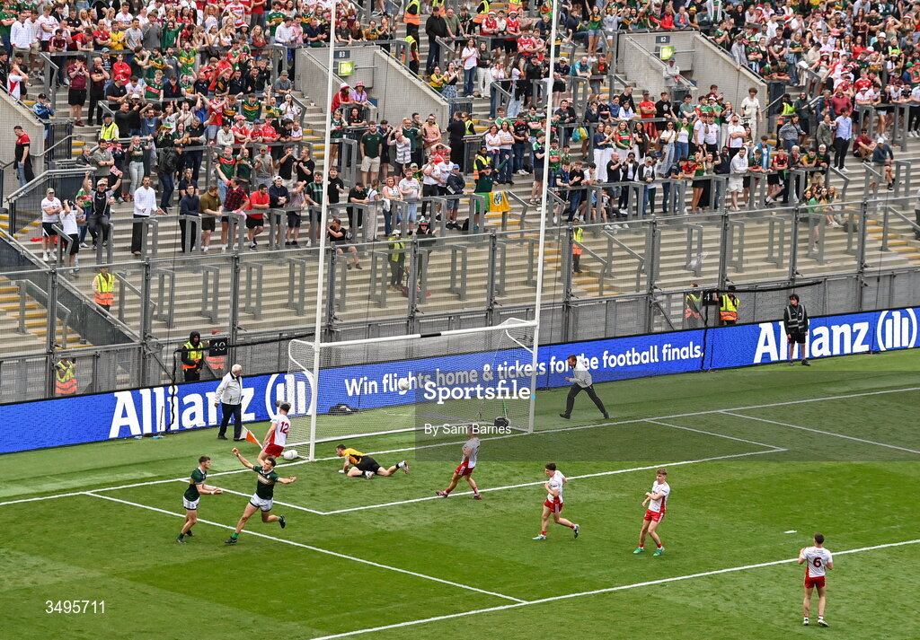 27 June 2026; David Clifford of Kerry celebrates after scoring his side's first goal during the GAA Football All-Ireland Senior Championship quarter-final match between Kerry and Tyrone at Croke Park in Dublin. Photo by Sam Barnes/Sportsfile
