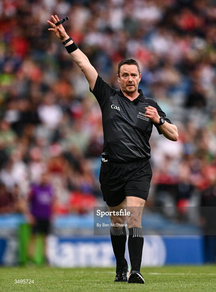 27 June 2026; Referee Paddy Neilan during the GAA Football All-Ireland Senior Championship quarter-final match between Kerry and Tyrone at Croke Park in Dublin. Photo by Ben McShane/Sportsfile