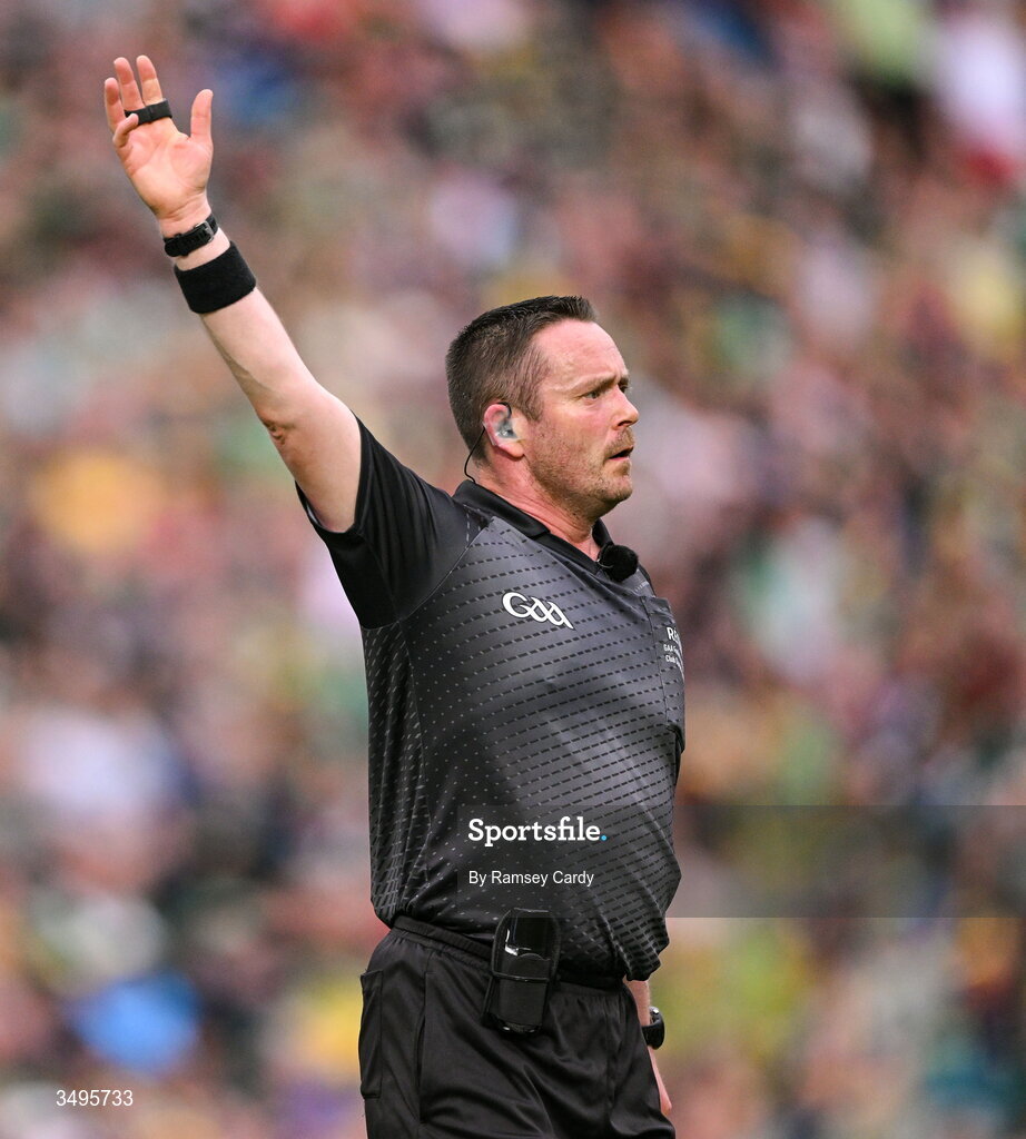 27 June 2026; Referee Paddy Neilan during the GAA Football All-Ireland Senior Championship quarter-final match between Kerry and Tyrone at Croke Park in Dublin. Photo by Ramsey Cardy/Sportsfile
