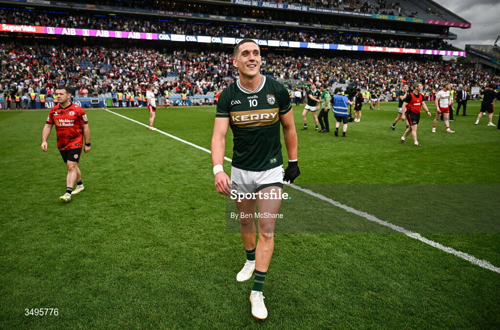 27 June 2026; Joe O'Connor of Kerry after his side's victory in the GAA Football All-Ireland Senior Championship quarter-final match between Kerry and Tyrone at Croke Park in Dublin. Photo by Ben McShane/Sportsfile
