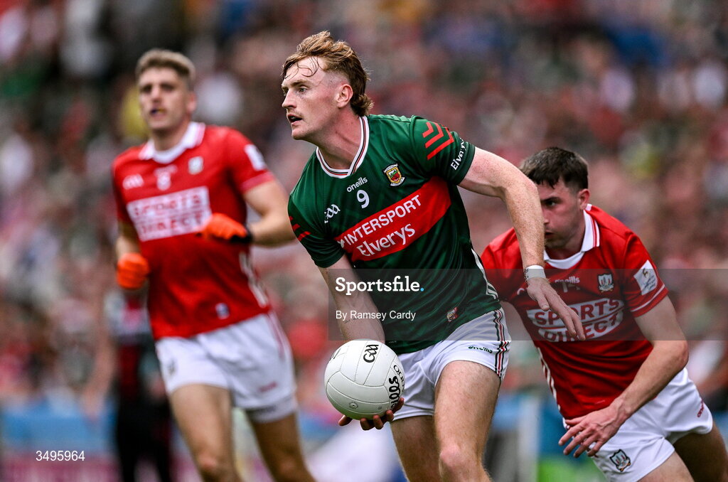 27 June 2026; Jack Carney of Mayo during the GAA Football All-Ireland Senior Championship quarter-final match between Cork and Mayo at Croke Park in Dublin. Photo by Ramsey Cardy/Sportsfile