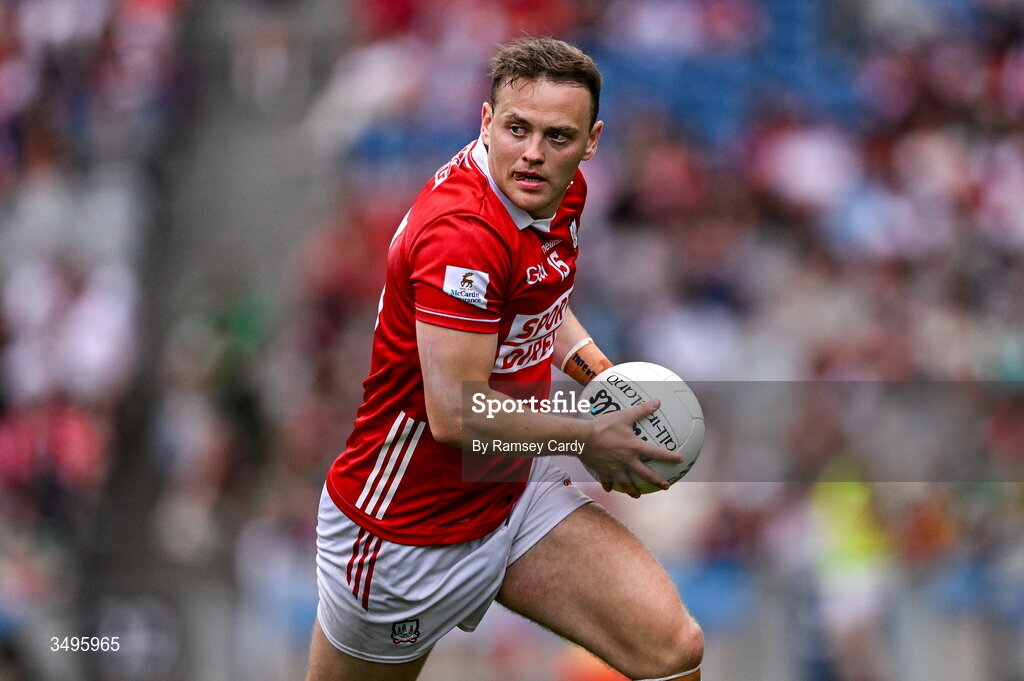 27 June 2026; Steven Sherlock of Cork during the GAA Football All-Ireland Senior Championship quarter-final match between Cork and Mayo at Croke Park in Dublin. Photo by Ramsey Cardy/Sportsfile