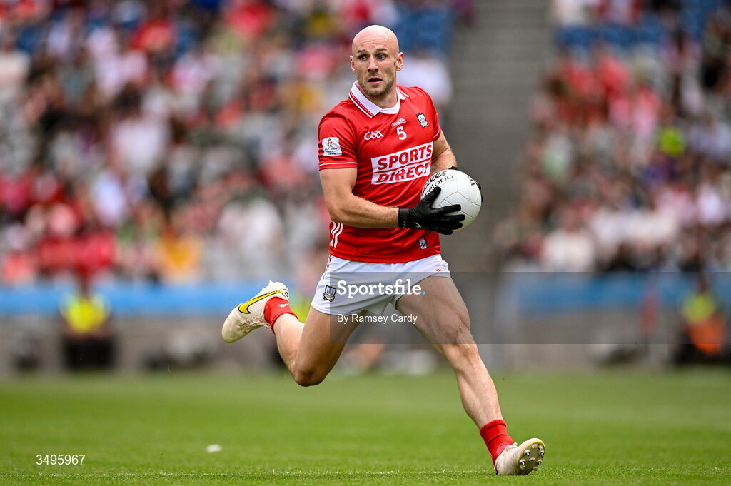 27 June 2026; Brian O'Driscoll of Cork during the GAA Football All-Ireland Senior Championship quarter-final match between Cork and Mayo at Croke Park in Dublin. Photo by Ramsey Cardy/Sportsfile