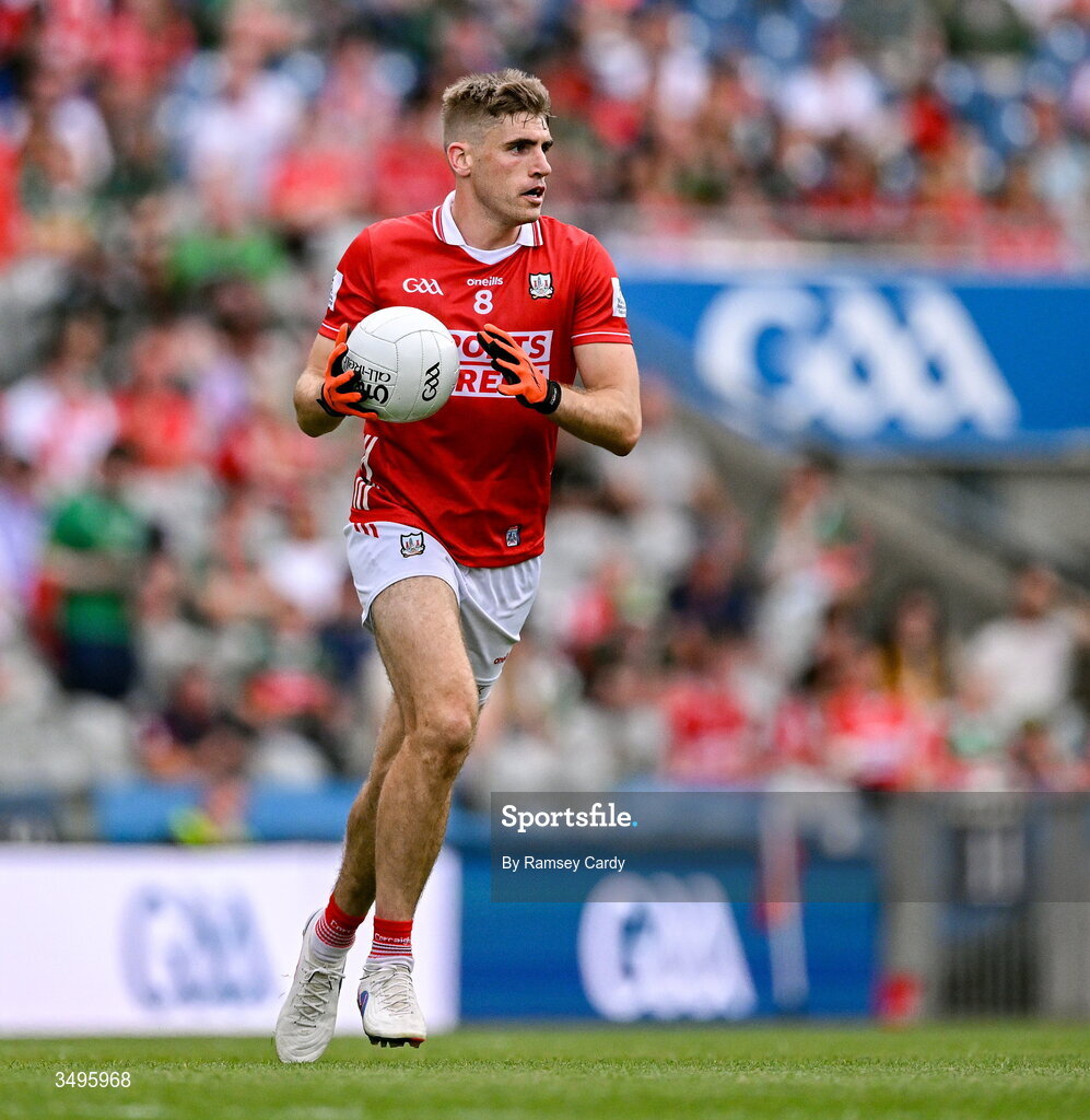 27 June 2026; Ian Maguire of Cork during the GAA Football All-Ireland Senior Championship quarter-final match between Cork and Mayo at Croke Park in Dublin. Photo by Ramsey Cardy/Sportsfile