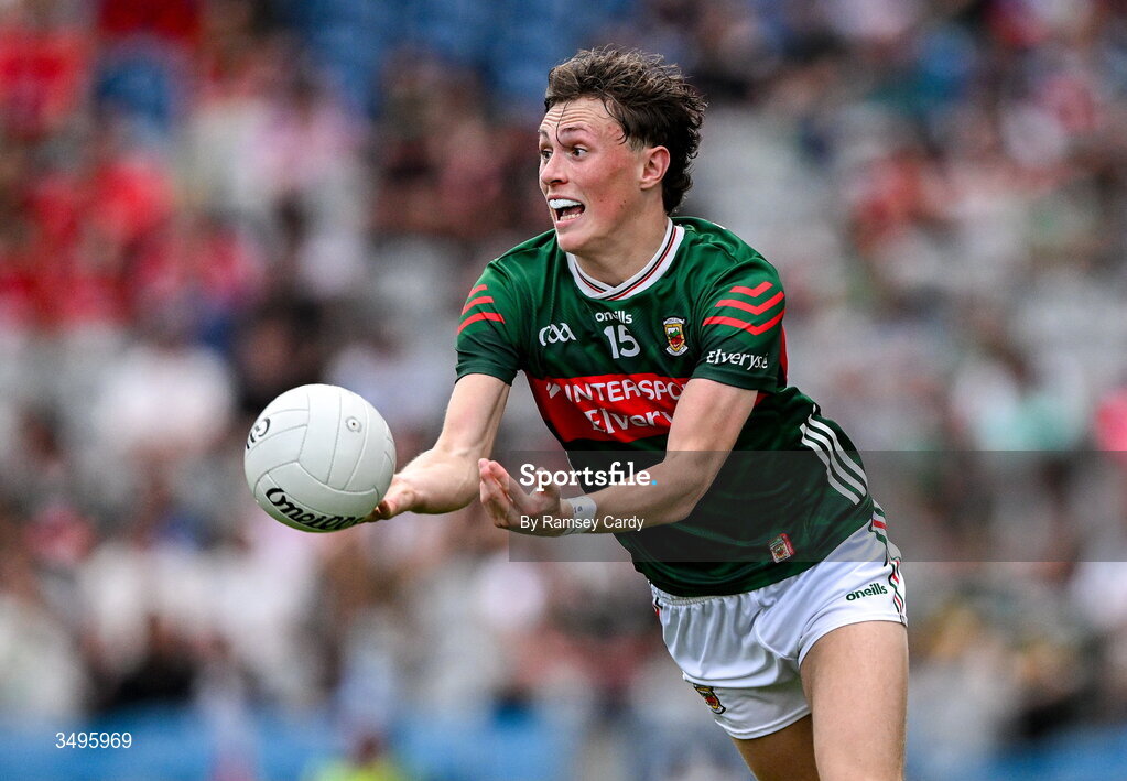 27 June 2026; Kobe McDonald of Mayo during the GAA Football All-Ireland Senior Championship quarter-final match between Cork and Mayo at Croke Park in Dublin. Photo by Ramsey Cardy/Sportsfile