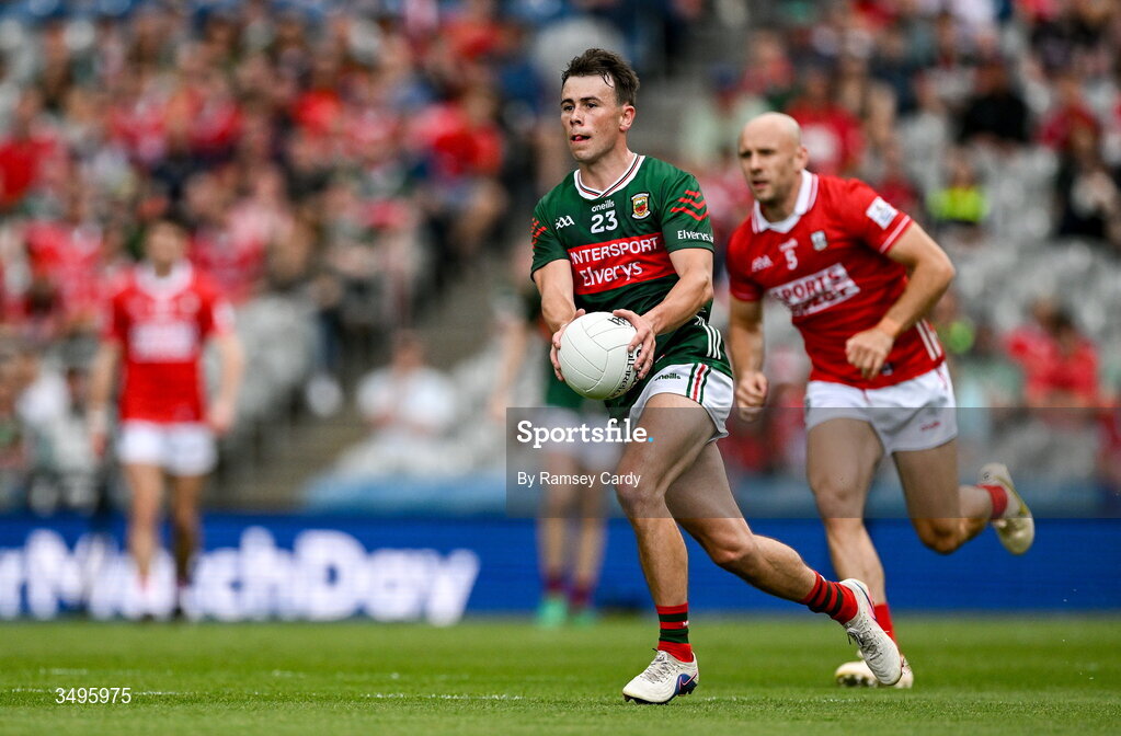 27 June 2026; Paul Towey of Mayo during the GAA Football All-Ireland Senior Championship quarter-final match between Cork and Mayo at Croke Park in Dublin. Photo by Ramsey Cardy/Sportsfile