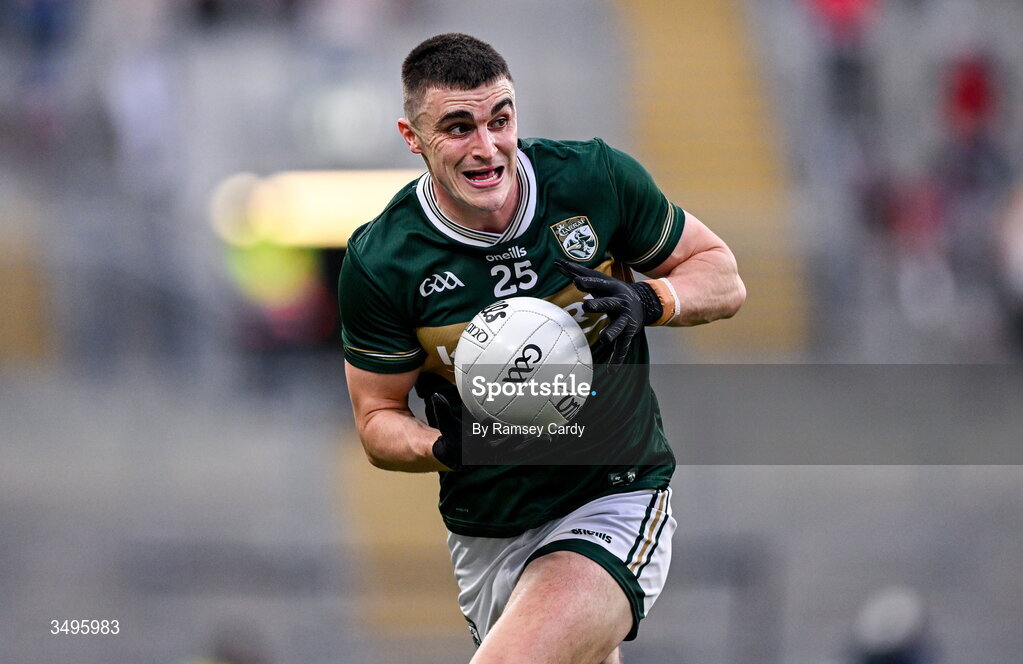 27 June 2026; Seán O'Shea of Kerry during the GAA Football All-Ireland Senior Championship quarter-final match between Kerry and Tyrone at Croke Park in Dublin. Photo by Ramsey Cardy/Sportsfile